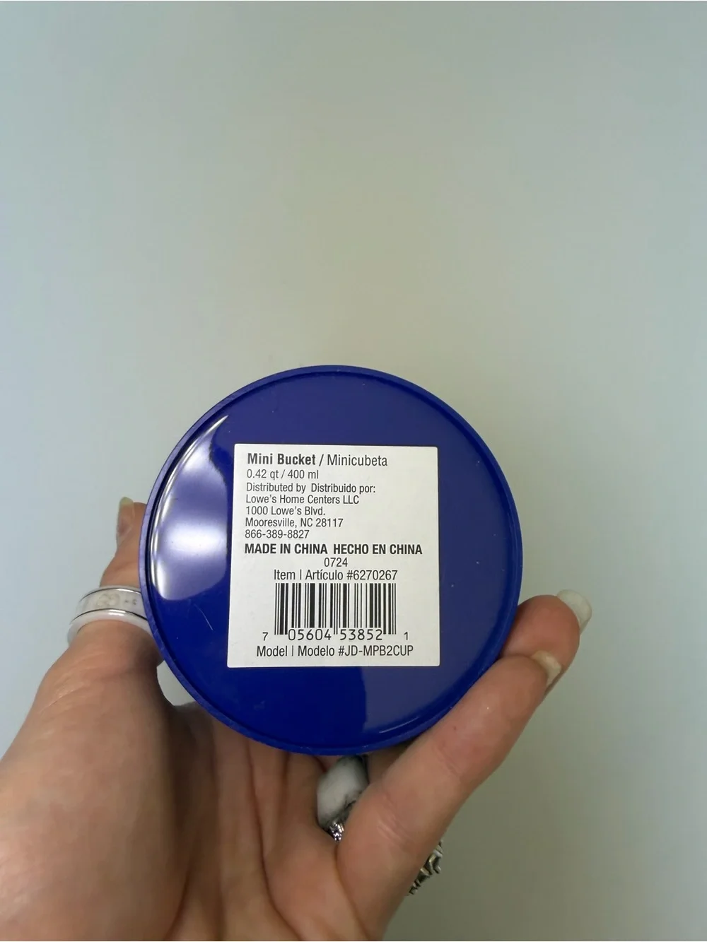 Mini Lowe’s Blue Utility Bucket with Metal Handle